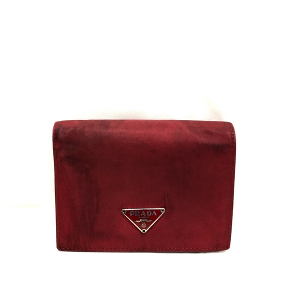 Prada Red Nylon Bifold Wallet Sku#84380 (gently used, outside dirty) - Picture 1 of 15